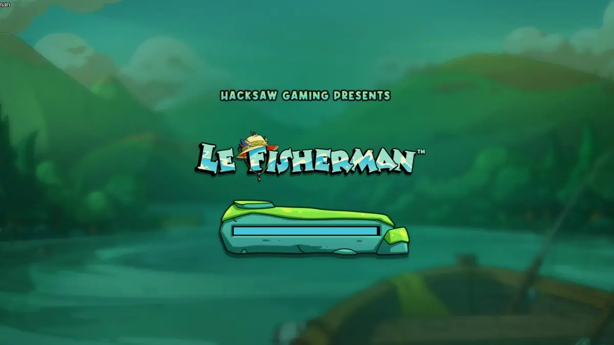 Karakter Smokey si rakun sedang memancing di slot Le Fisherman